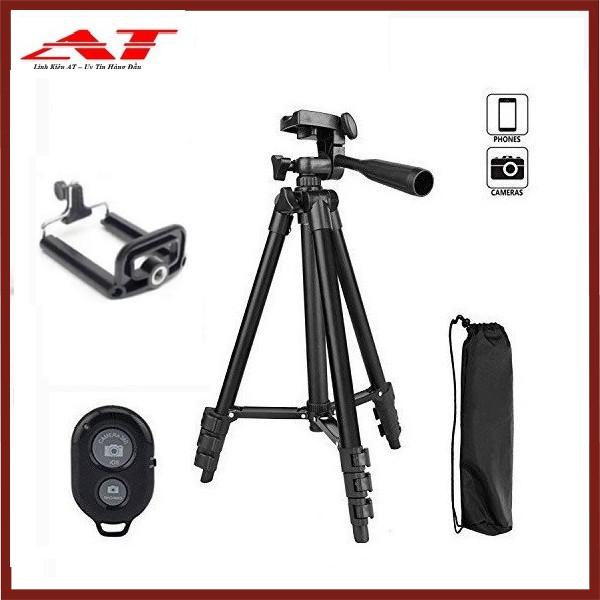 Chân máy ảnh Tripod 3120 tặng Giá kẹp điện thoại, REMOTE và Túi đựng