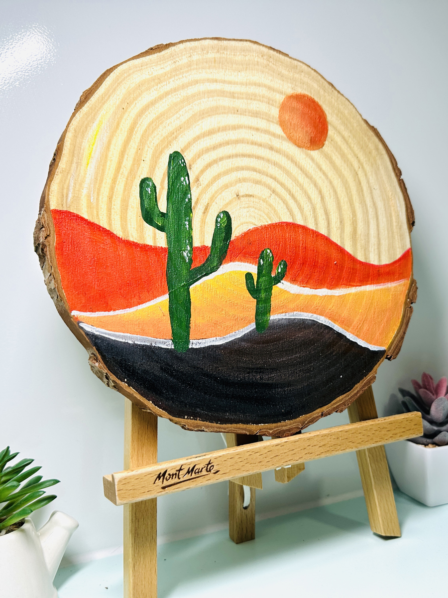 Tranh Lát Gỗ Tròn ANKAN Vẽ Tay Thủ Công – Decor Bàn Học, Trang Trí Phòng Ngủ Nhiều Mẫu