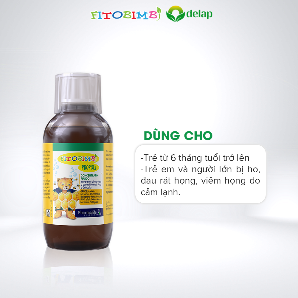 Siro Ho FITOBIMBI PROPOLI Hỗ Trợ Làm Dịu Ngứa Rát Họng, Giảm Khàn Tiếng, Hết Đờm, Bảo Vệ Đường Hô Hấp Cho Bé Chai 200ml