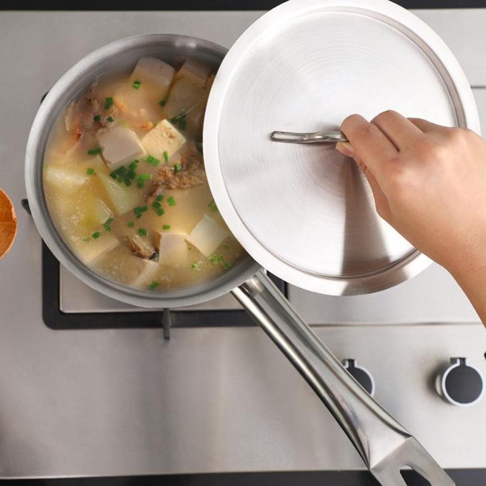 Milk Pot Stainless Steel Cooking Pot, Spaghetti Multipurpose Portable Cheese Noodles Induction Pot, Sauce Pan with Lid for Restaurants Kitchen