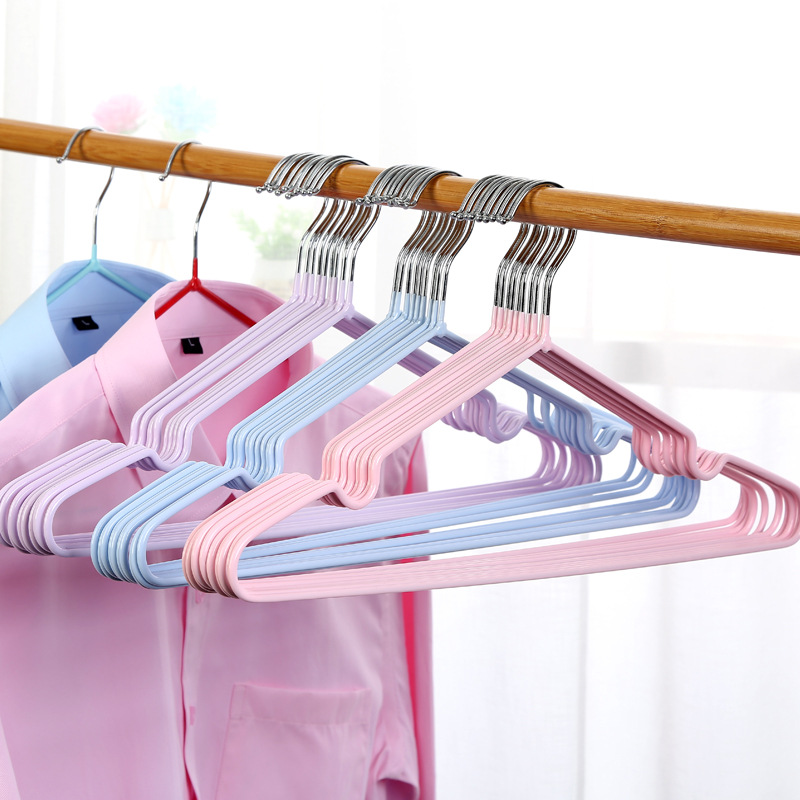 SÉT 10 MẮC TREO QUẦN ÁO BẰNG KIM LOẠI BÊN NGOÀI BỌC NHỰA DẺO MÀU SẮC ĐẸP, ĐỦ KÍCH CỠ CHO TRẺ EM, NGƯỜI LỚN - MÓC TREO QUẦN ÁO GỌN GÀNG NGĂN NẮP