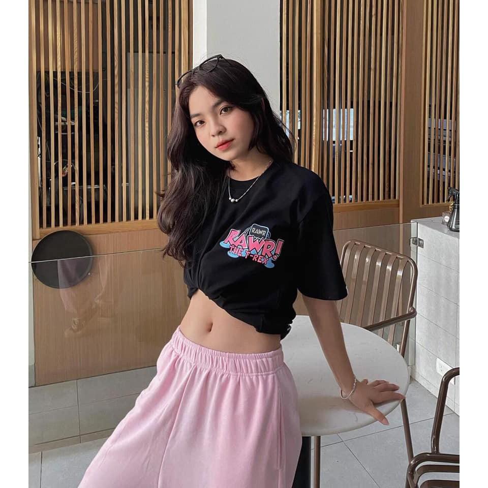 Áo thun nam nữ Khủng Long T-rex unisex tay lỡ cổ tròn cotton trắng đen basic phom rộng oversize local brand