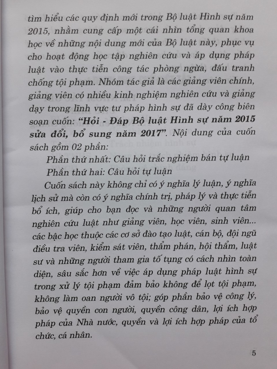 Hỏi - Đáp Bộ Luật Hình Sự Năm 2015 Sửa Đôi, Bổ Sung Năm 2017