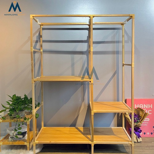 Tủ Treo Quần Áo Minhlongwood M32 - Tủ Kệ Gỗ Treo Quần Áo - Trang Trí Nội Thất - Màu Gỗ Tự Nhiên