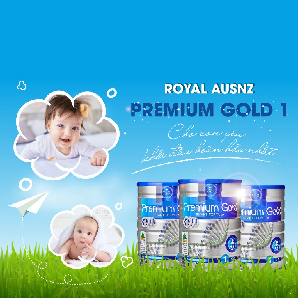 Combo 3 Hộp Sữa Bột Premium Gold Số 1 ROYAL AUSNZ Vị Ngọt Dịu Giúp Hấp Thu Dinh Dưỡng Cho Trẻ 400g-900g/hộp