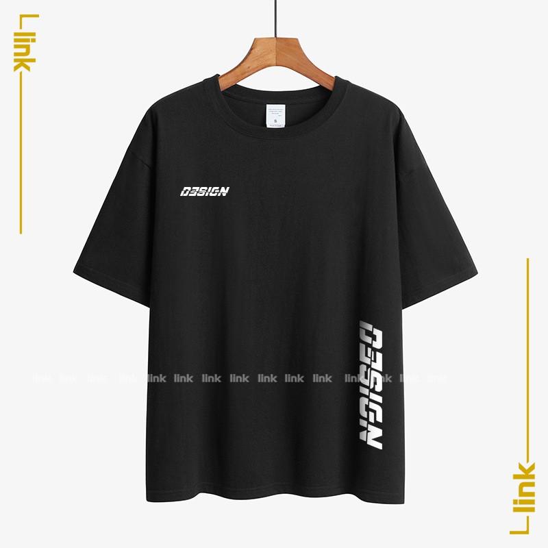 Áo phông tay lỡ DESIGN đen phong cách sport unisex
