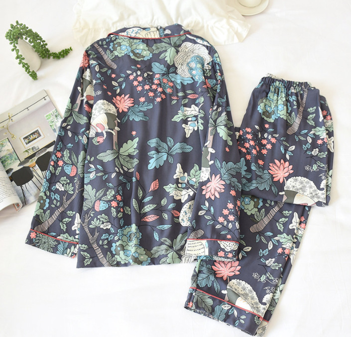 Bộ Đồ Pijama Mặc Nhà Dài Tay Azuno BN2112 Chất Liệu Cotton Lụa Có Thể Mặc Mùa Hè