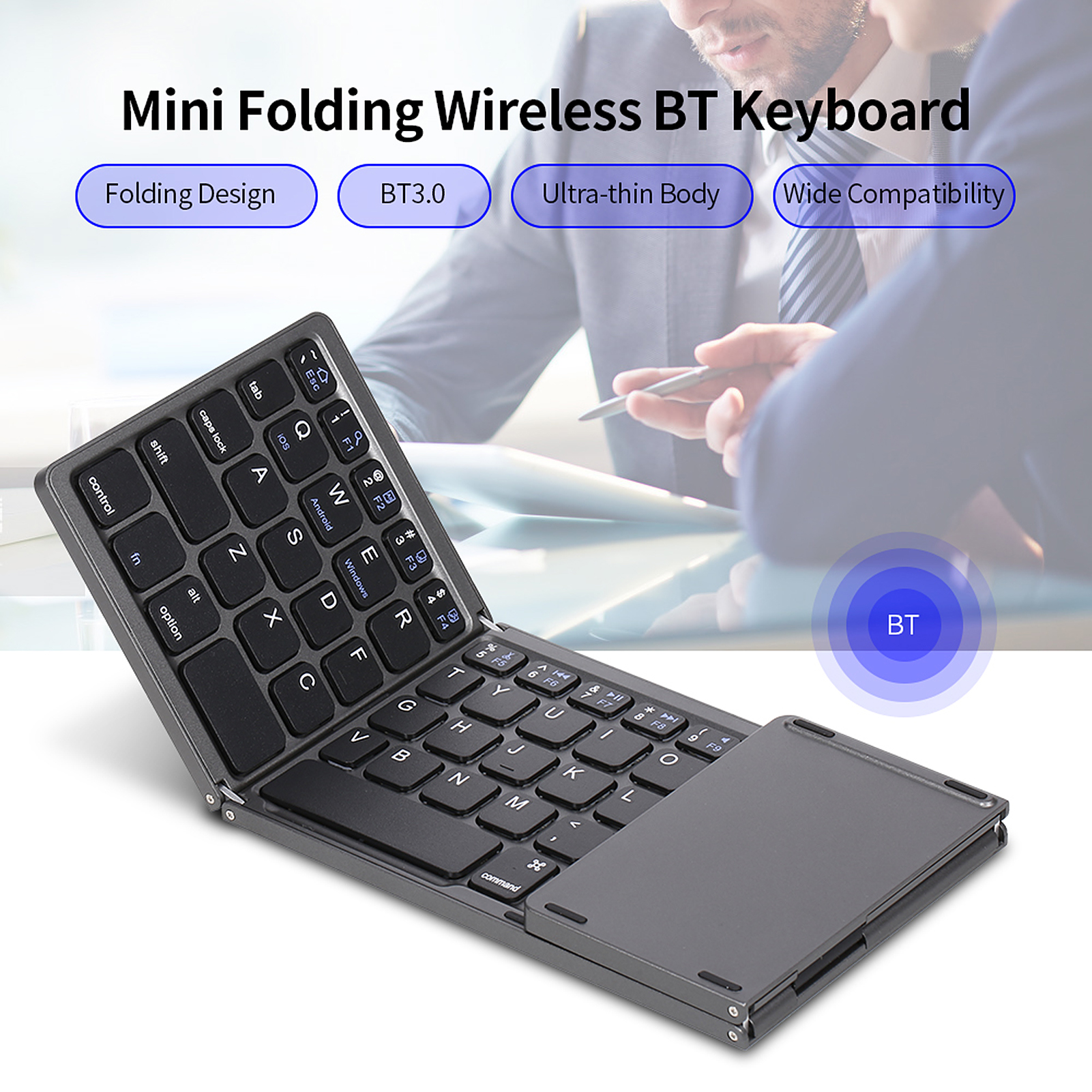 Bàn Phím Bluetooth có mặt di chuột cho Laptop tablet điện thoại AB033
