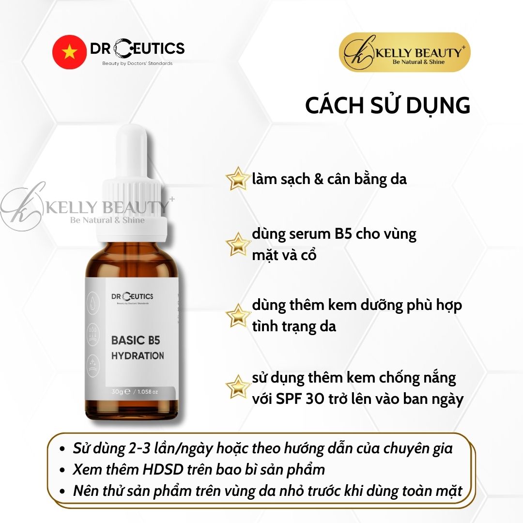 Serum Basic B5 Hydration DrCeutics - Cấp Ẩm, Nuôi Dưỡng, Phục Hồi Da Dầu Mụn - Kelly Beauty