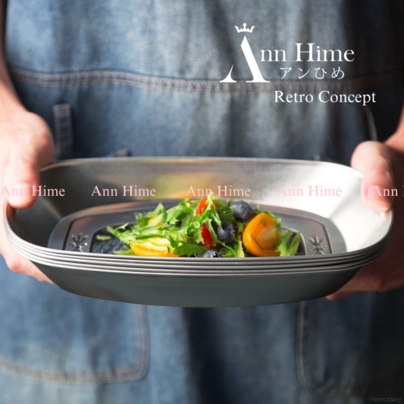 Khay Đựng Đồ Ăn, Bánh Ngọt,Hoa Quả Bằng Inox Họa Tiết Vintage