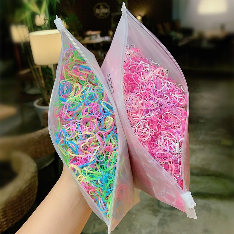 Set 1000 Dây Cột Tóc Co Giãn Đơn Giản Phong Cách Hàn Quốc Cho Bé