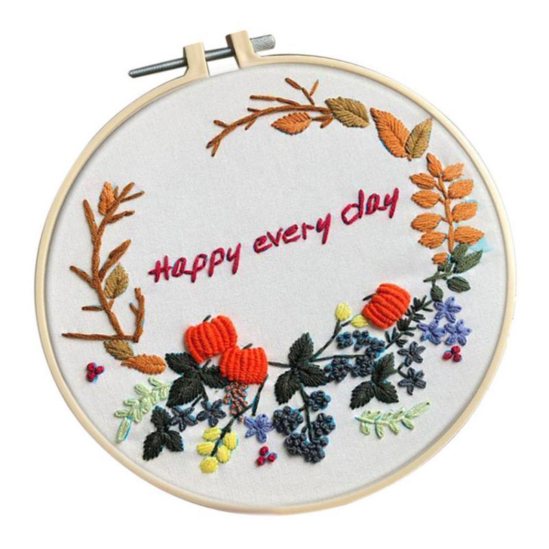 Full Range of Embroidery Starter Kit with 20cm Embroidery Hoop Style A