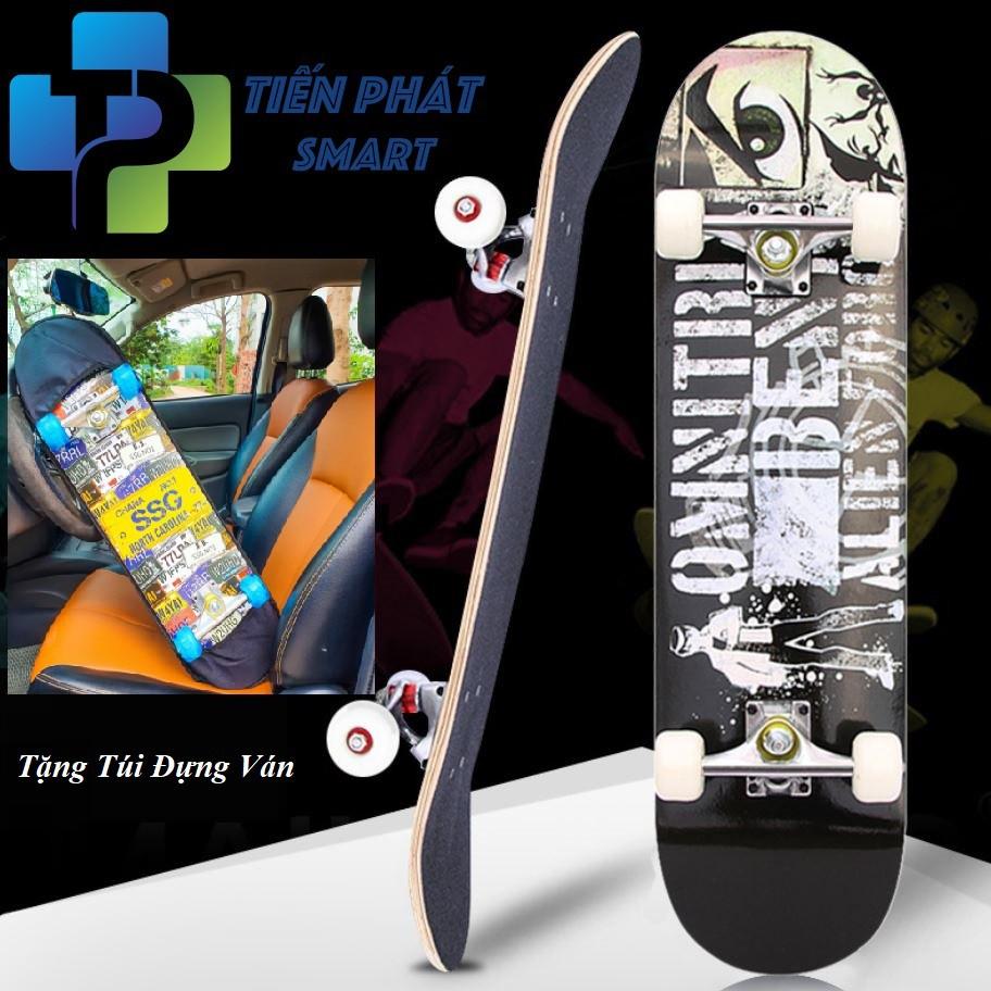 Ván Trượt Thể Thao 80cm (Tặng Túi đựng Ván)Skateboard Mặt Nhám Cao Cấp Gỗ Phong Ép 7 Lớp Cơ Bản Và Chuyên Nghiệp