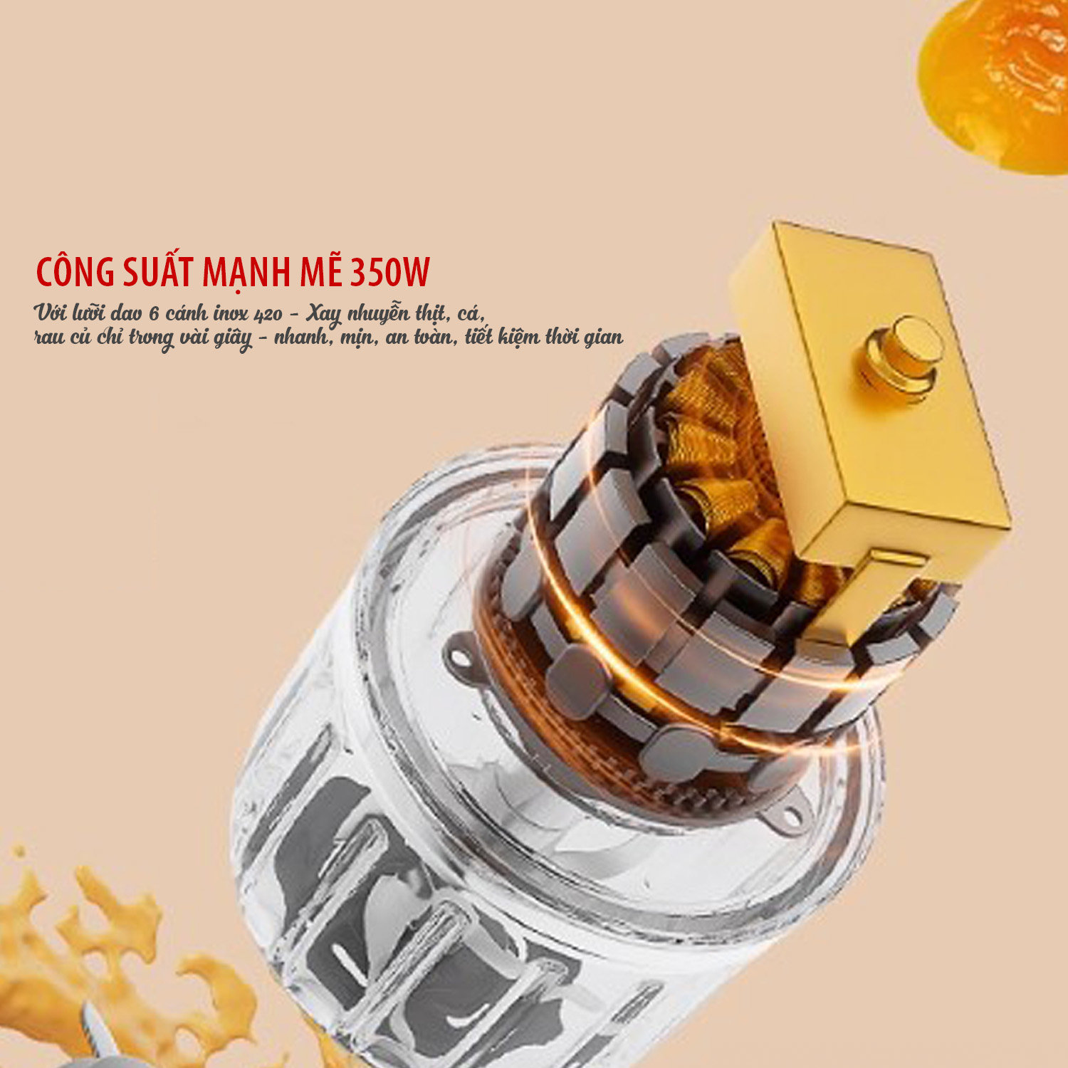 Máy xay thịt đa năng cối thuỷ tinh Kalpen OL2 dung tích 300ml, công suất 350W, bảo hành 2 năm - Hàng chính hãng