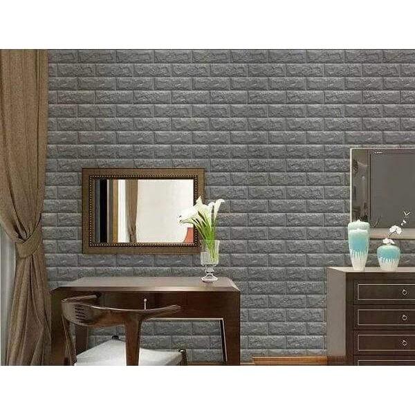 Giấy /Xốp Dán Tường Giả Gạch 3D MÀU XÁM- Giá Rẻ- Đa Dạng Tạo Không Gian Sống Sang Trọng, Sach Sẽ