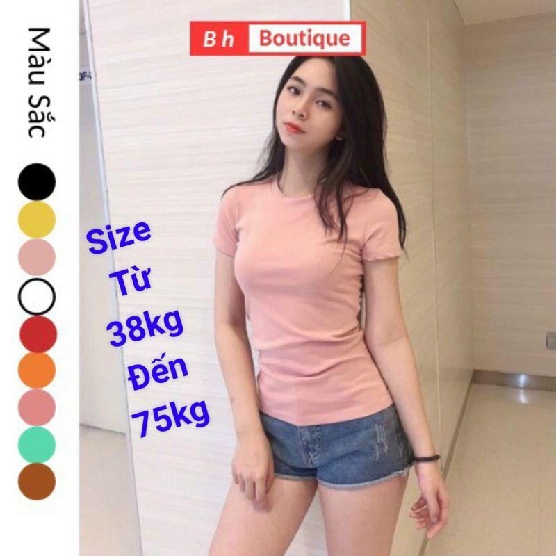 Áo thun cổ tròn tay ngắn ÔM BODY Áo phông form ôm nổi bật đường cong quyến rũ có size đại đến 75kg