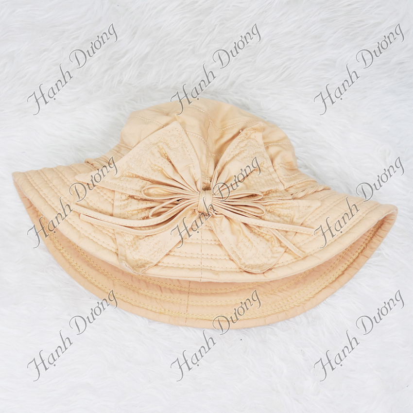 Mũ vành rộng nữ gắn nơ đẹp cực kỳ dễ thương, vành rộng 7cm, chất liệu vải kaki cao cấp - Hạnh Dương