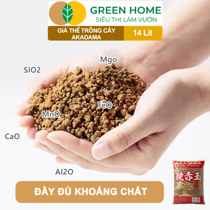 Đất Akadama GreenHome, Bao 14Lít (8-9Kg), (Loại Cứng) Giá Thể Bonsai, Kiểng Lá, Phân Nền Thủy Sinh