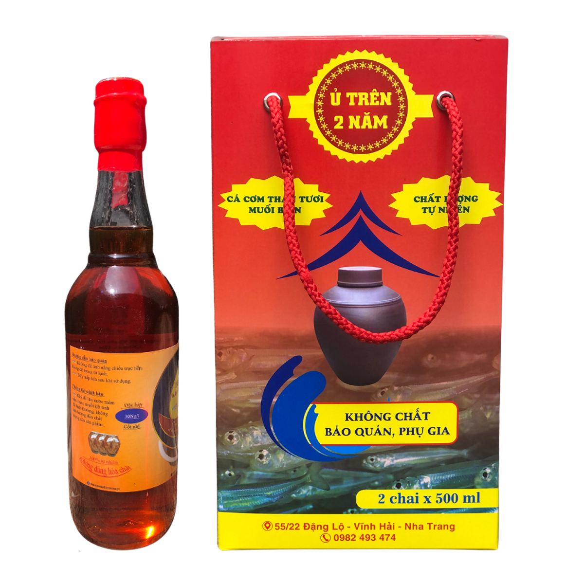 Nước mắm nguyên chất YaTrang 1000ml - Cốt nhỉ cá cơm than, ủ 18 tháng, chai thủy tinh