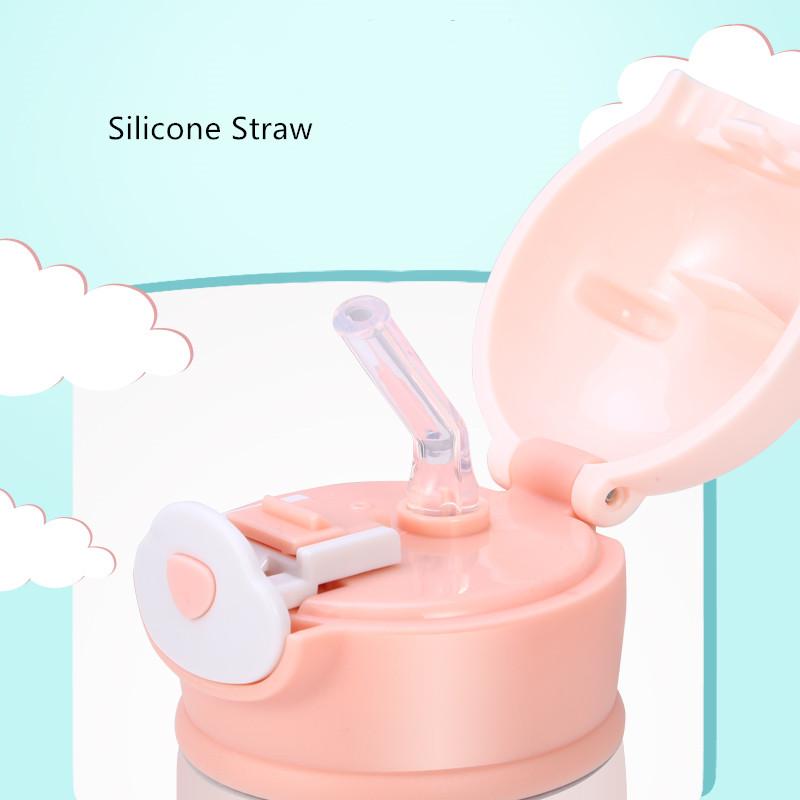 350Ml/450Ml Hoạt Hình Bình Giữ Nhiệt Cốc Tập Uống Có Ống Hút Đôi Thép Không Gỉ Trẻ Em Hút Chân Không Bình Dễ Thương Nhiệt Nước tumbler