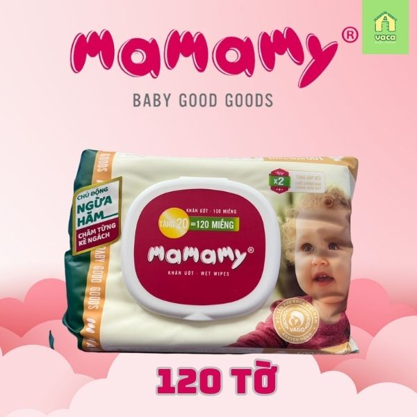 Combo 6 gói khăn ướt mamamy không mùi 120 tờ Vaca Baby House