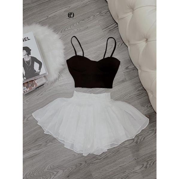 Áo Croptop,chân váy xòe ngắn,set EDNA OOTD