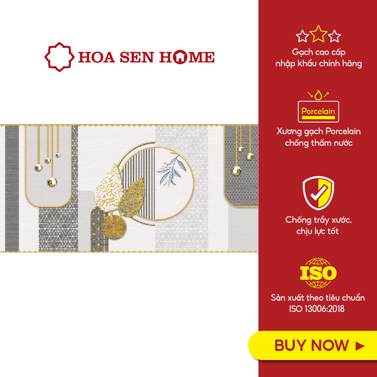 Gạch ốp tường bán sứ LUSTILE VNOML0300600004D1 bề mặt bóng, độ hút nước thấp, kích thước 300mmx600mm, thùng 8 viên - Hàng chính hãng