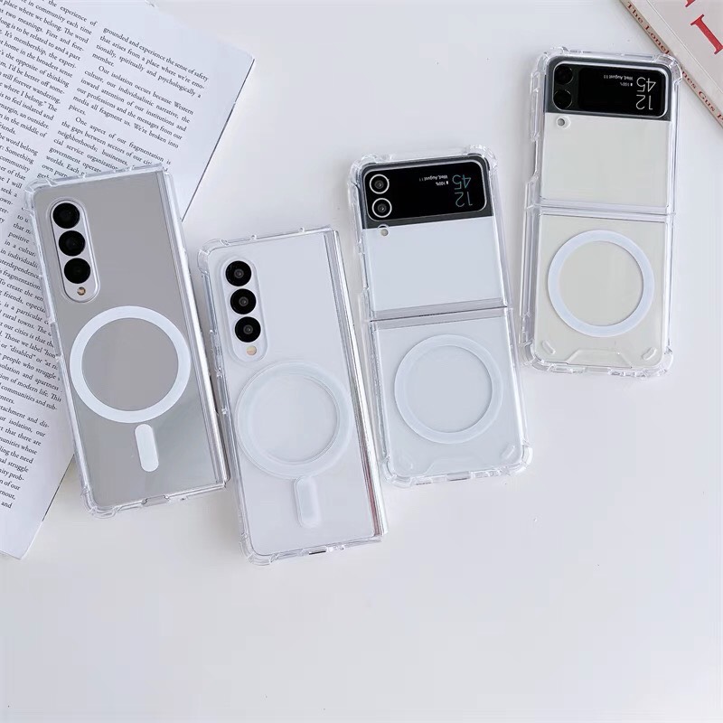 Ốp Lưng Chống Sốc Hỗ Trợ Sạc Nhanh Cho Samsung Galaxy Z FOLD 4 / Z FLIP 4 / Z FOLD 3 / Z FLIP 3 Trong Suốt