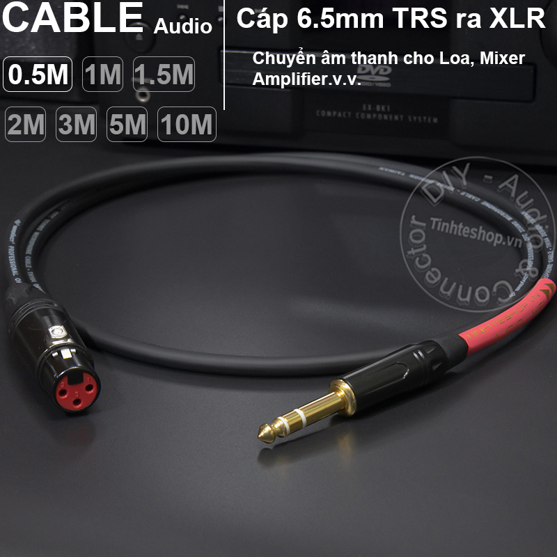 Dây canon ra 6 ly TRS DIY 0.5 đến 10 mét - XLR female to 6.35mm stereo cable