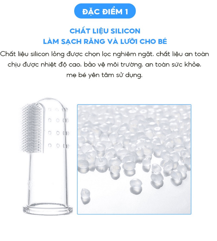 Dụng cụ tưa lưỡi bàn chải đánh răng xỏ ngón được làm từ silicon siêu mềm