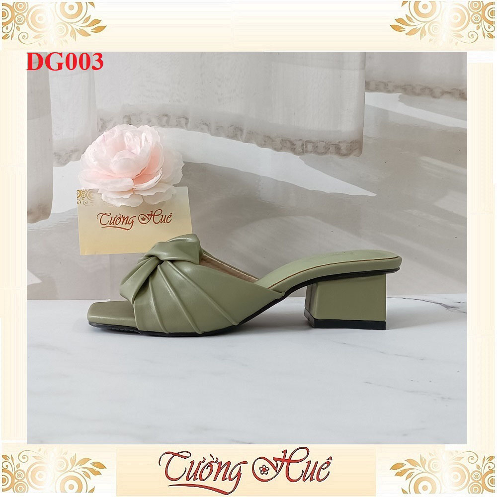 Dép Cao Gót Mũi Vuông Quai Nhún Gót Vuông Cao 3CM - DG003