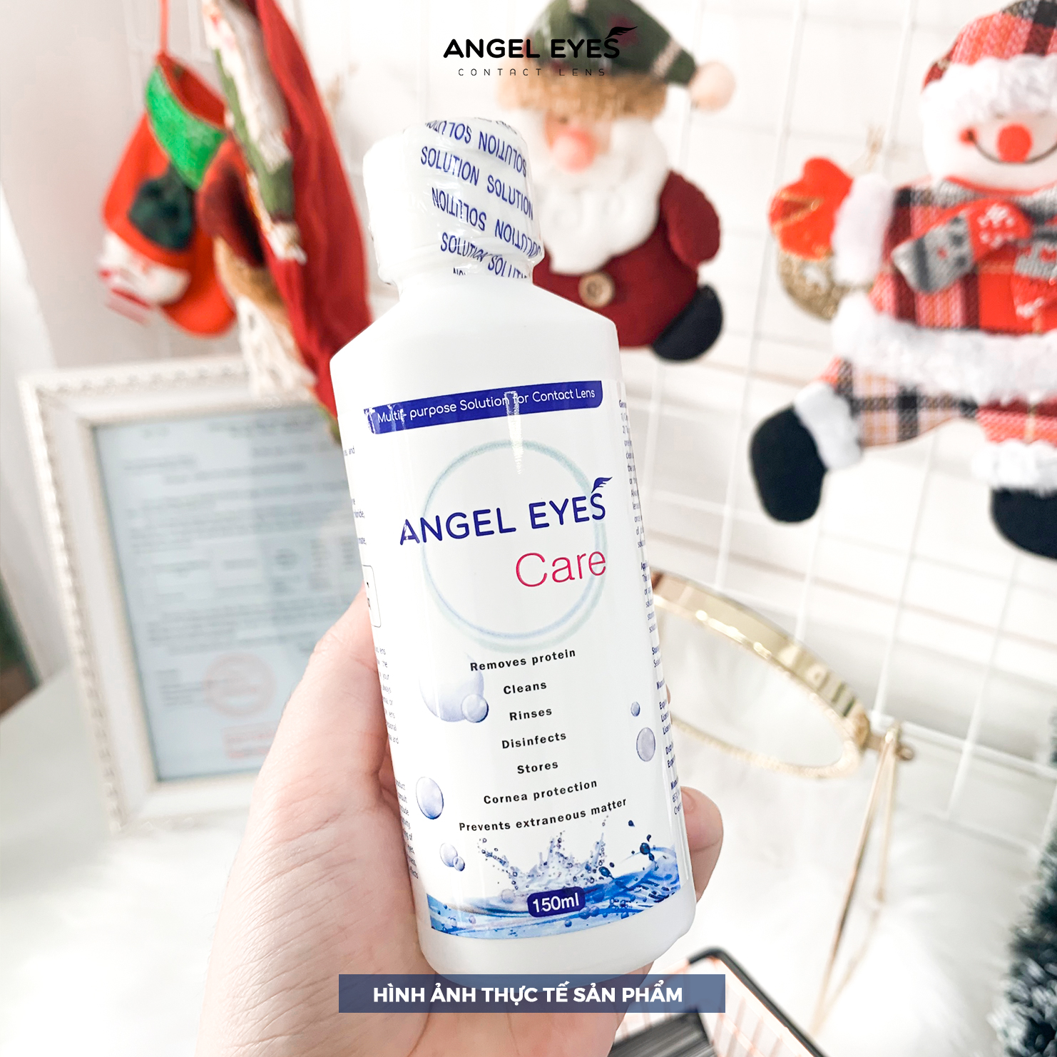 Nước ngâm lens Angel Eyes Care 150ml cao cấp dành cho mắt nhạy cảm