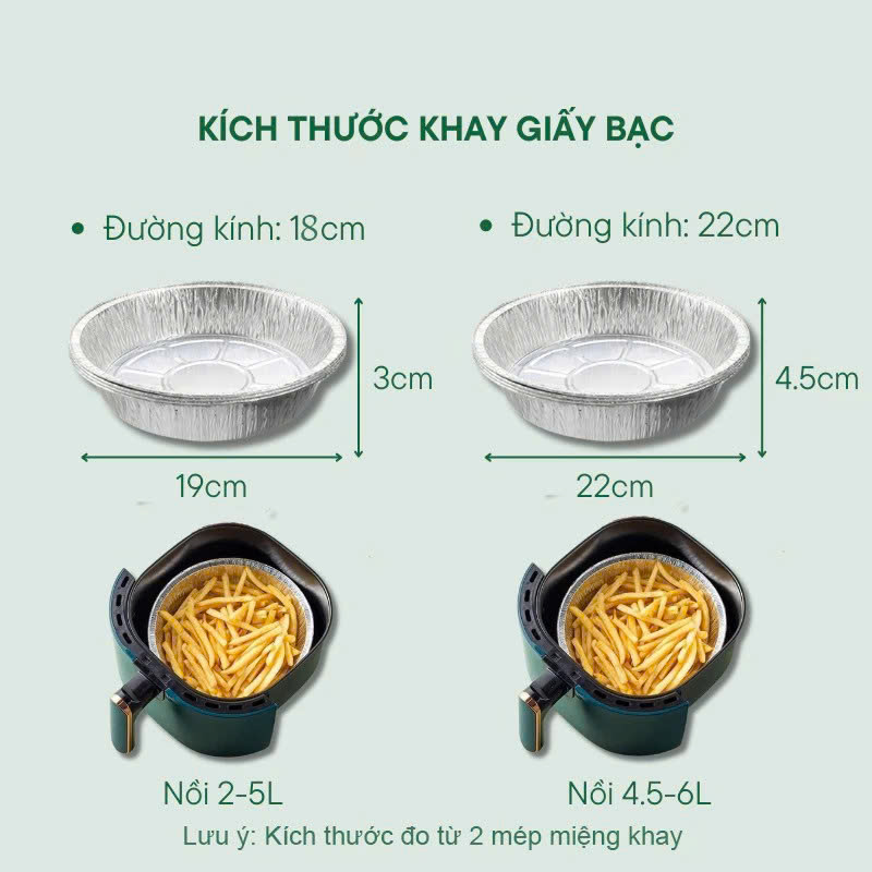 COMBO 20 Đĩa Giấy Bạc Lót Nồi Chiên Không Dầu, Khay Bạc Nướng Thực Phẩm 22cm