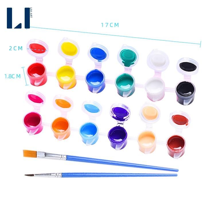 Bộ 8/12/18/24/36/48 màu acrylic 3ml tặng kèm cọ vẽ. Màu vẽ acrylic chuyên dụng vẽ tranh, quần áo, giày, vẽ đất sét,…