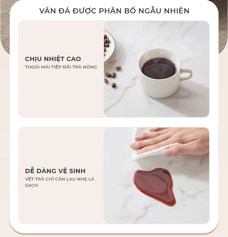 Bàn trà sofa phòng khách họa tiết vân đá bọc da cao cấp phong cách sang trọng - GP379