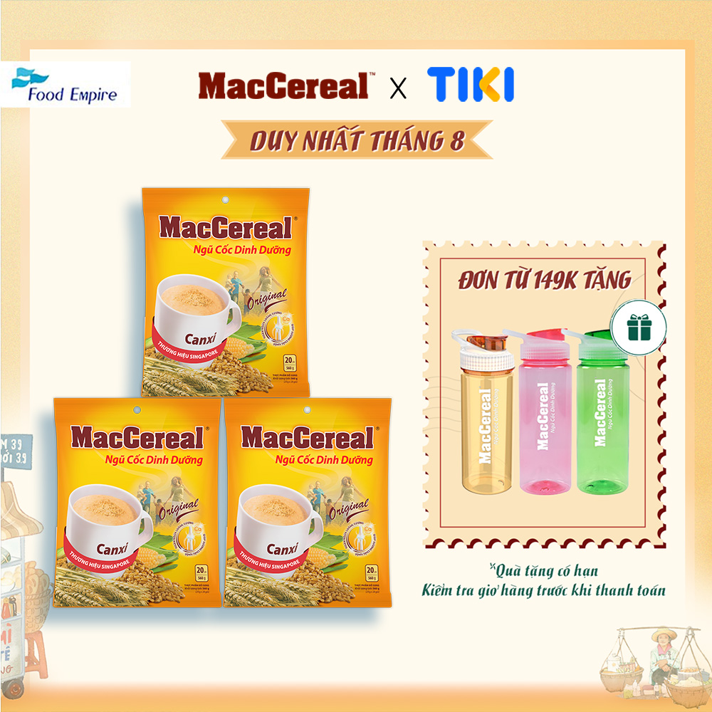 Combo 3 túi Bột Ngũ Cốc Dinh Dưỡng Canxi - MacCereal (túi 20 gói x 28g)