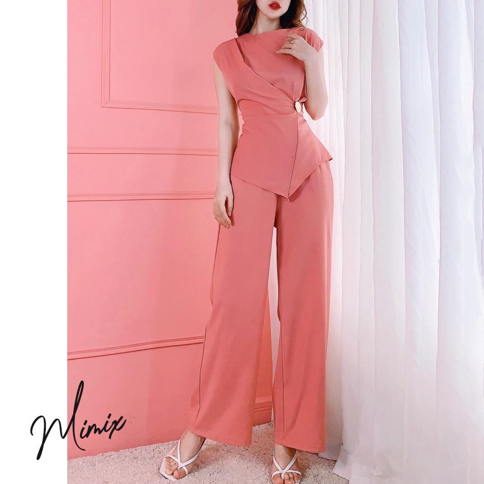 Set bộ rời trơn áo lụa cát đính tag và quần ống suông năng động MIMIX AR1185