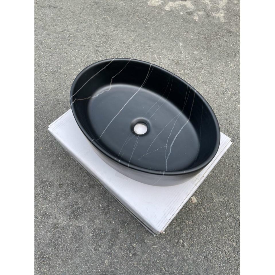 LAVABO ĐEN VÂN TRẮNG HÌNH OVAL