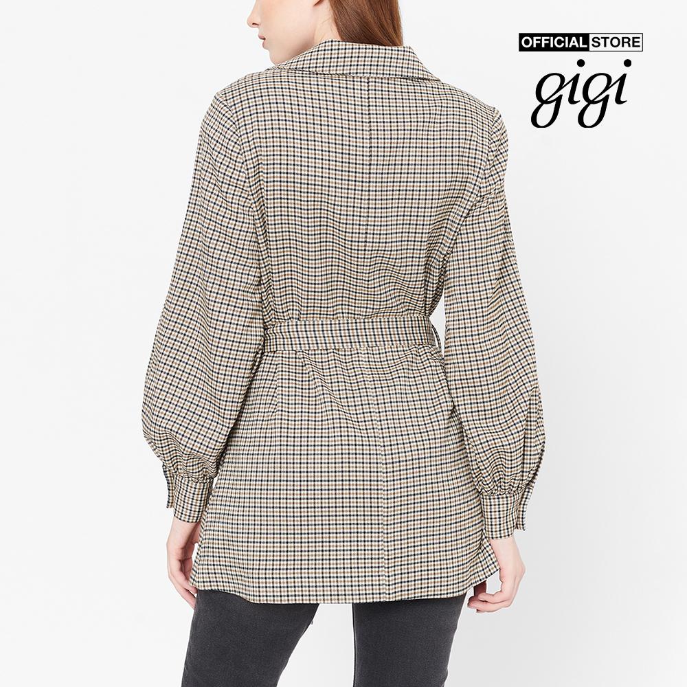 GIGI - Áo khoác nữ cổ bẻ tay dài phối thắt lưng Checked G1603202616J