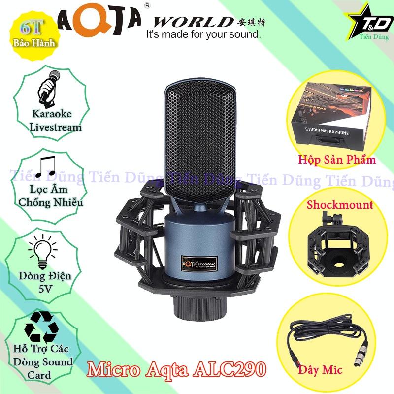 Combo mic livestream karaoke Aqta ALC290 và sound card XOX K10 2020 bản tiếng anh đi kèm chân kẹp màng lọc