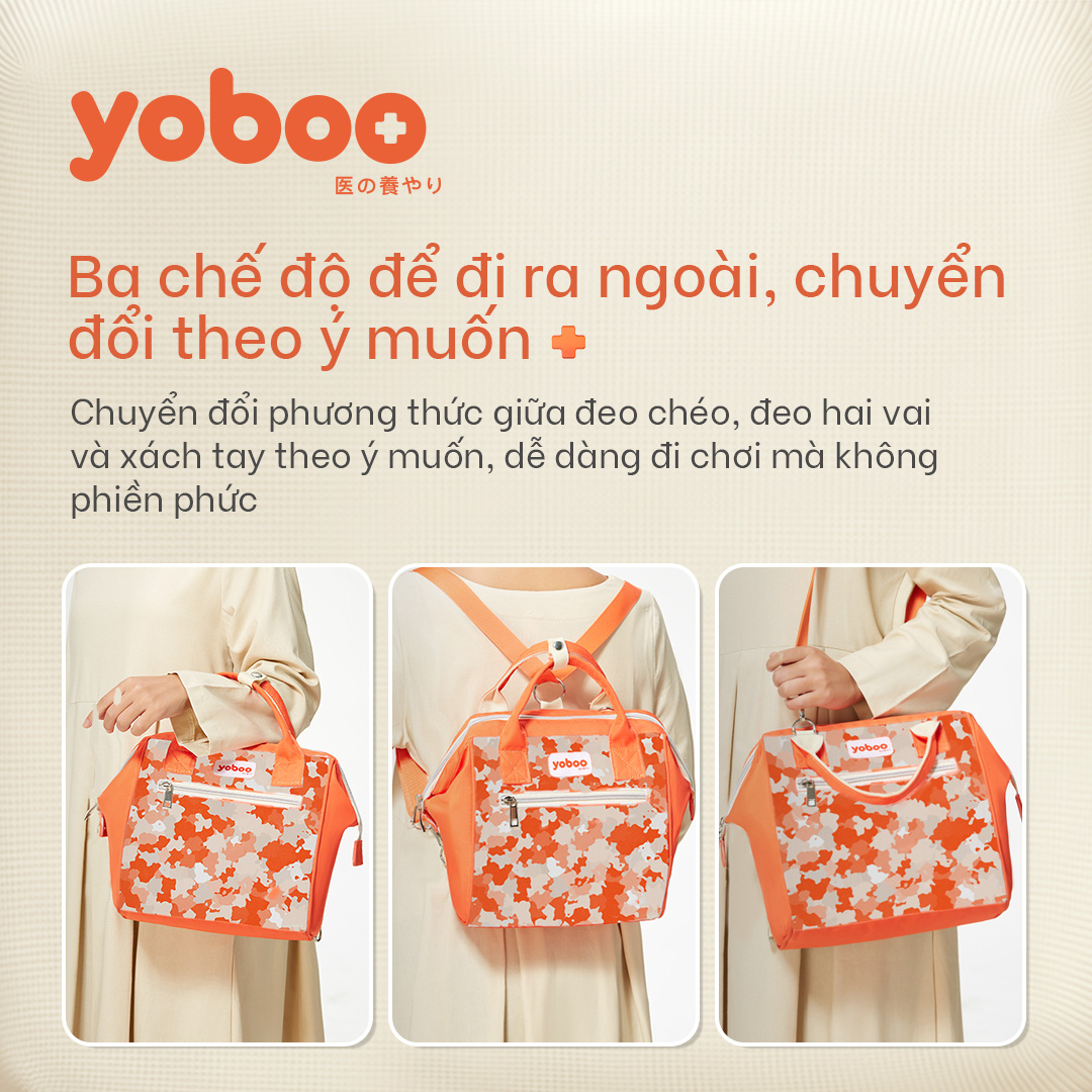 Túi đựng tã Yoboo YB-0012 chống thấm nước miệng túi rộng có dây đeo chéo hoặc đeo vai - Hàng chính hãng