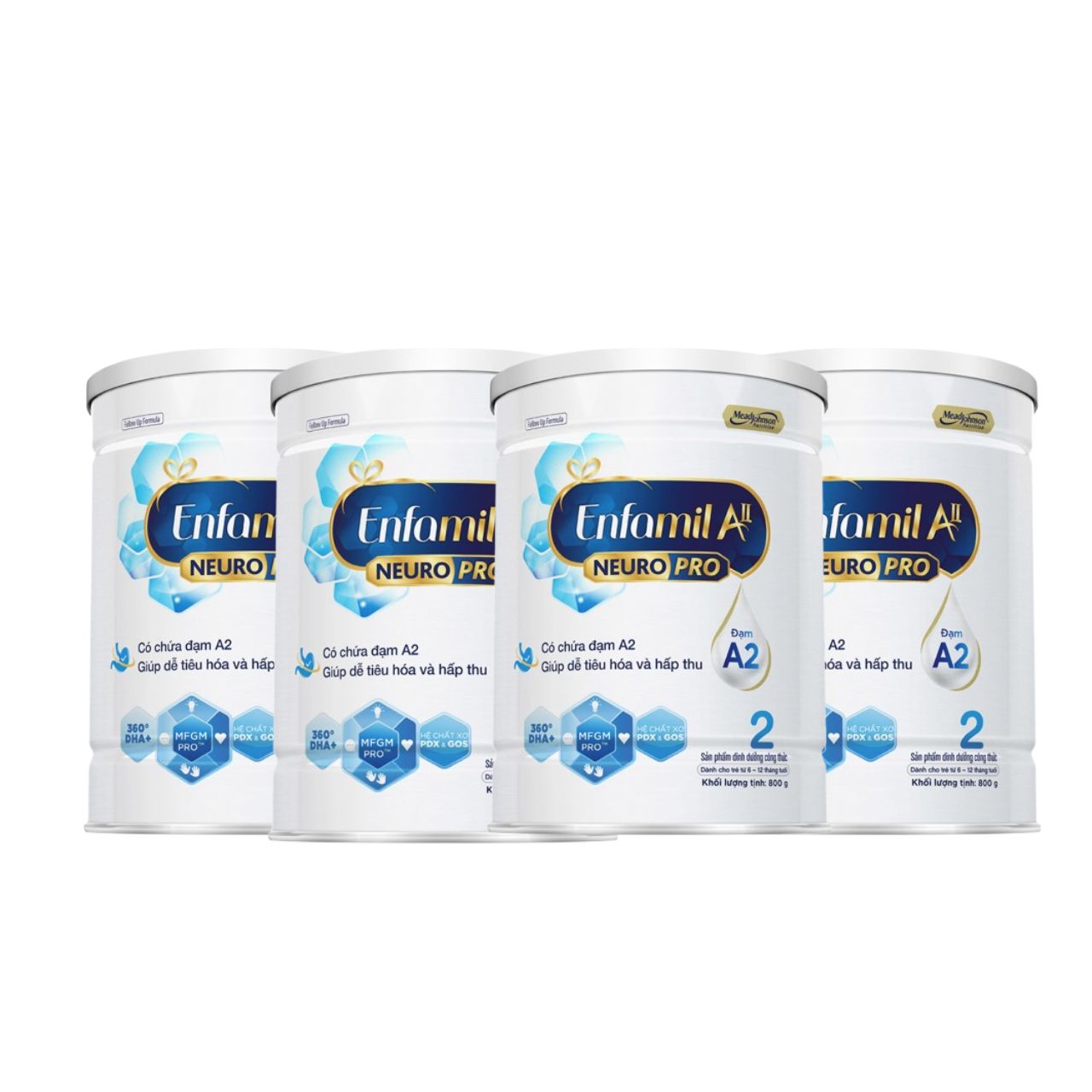 Combo 4 lon sữa bột Enfamil A2 Neuropro 2 cho trẻ từ 6 - 12 tháng tuổi – 800g
