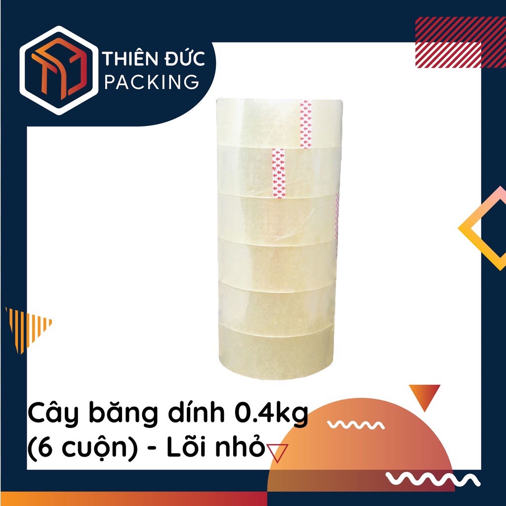 COMBO 6 cuộn băng dính băng keo nhỏ loại 0.4kg đóng gói dán hàng siêu dính, siêu chắc 3 màu trắng trong, vàng chanh, đục