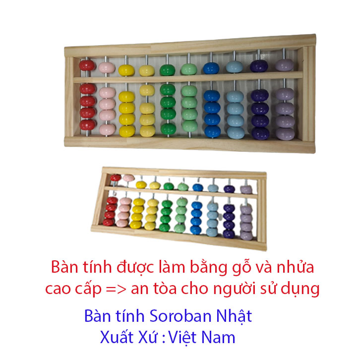 Bàn tính gẩy Soroban Nhật 10 cột dụng cụ học tập-Nâng cao khả năng trí tuệ .Phát triển IQ cho bé