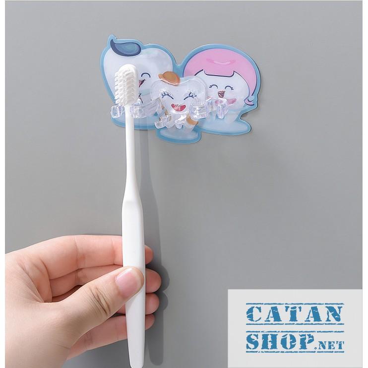 Miếng dán tường HÌNH CHIẾC RĂNG treo bàn chải đánh răng, móc treo vật dụng gia đình siêu tiện lợi, tiết kiệm không gian