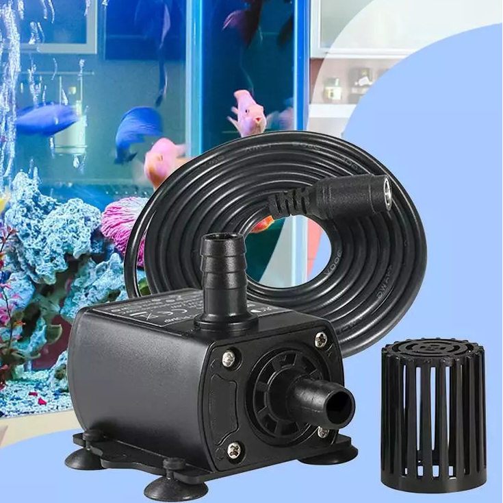 Bơm Bể Cá Mini Chìm 400L/h Không Chổi Than, Siêu Êm, Có Điều Chỉnh 4 Tốc Độ Bơm, Mức Nâng Nước 4m (12V/6W DC) Cho Hồ Bể Cá Cảnh/ Hồ Thủy Sinh/ Thủy Canh (Không Kèm Adaper DC) Mai Lee