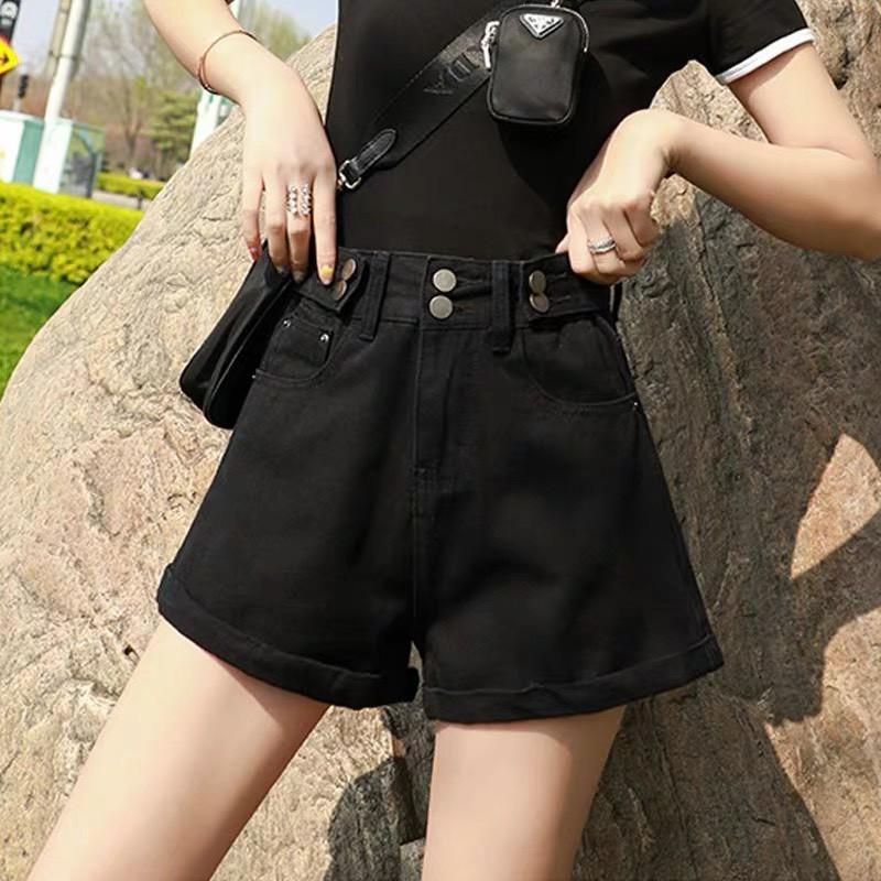 Quần short jean nữ Big Size lưng cao, co dãn mạnh, lưng đai kiểu nhiều nút đang hot trend 3616 molijean