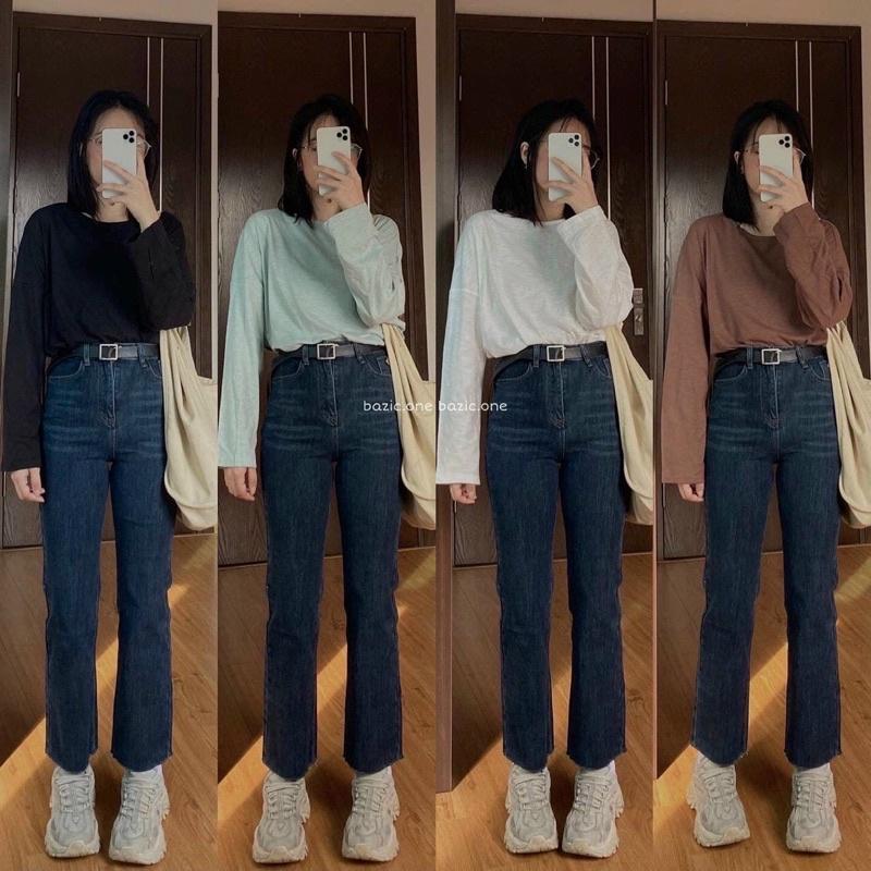 Quần bò nữ Quần jean ống đứng suông nữ trendy kéo dài chân style Hàn Quốc Ulzzang B8
