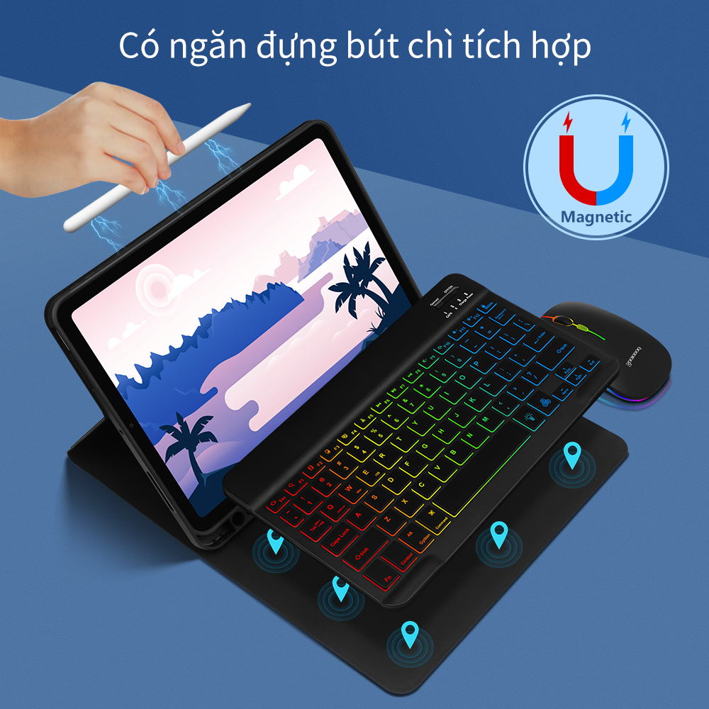 [HÀNG CHÍNH HÃNG GOOJODOQ] A1842 - Bàn phím và chuột Bluetooth không dây có đèn nền với đèn LED cho máy tính bảng iPad Máy tính bảng Android
