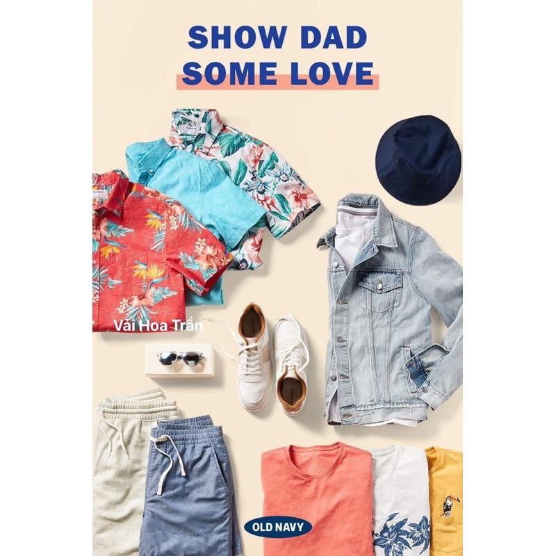 vải thô hoa đỏ cam hãng Oldnavy